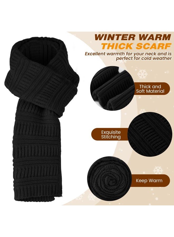 Pleneal Winter Womens Beanie Hat Scarf Gloves Set, Slouchy Beanie Knit Scarf Touchscreen Gloves Warm 3 Gift Set, Black, One size - Image 3