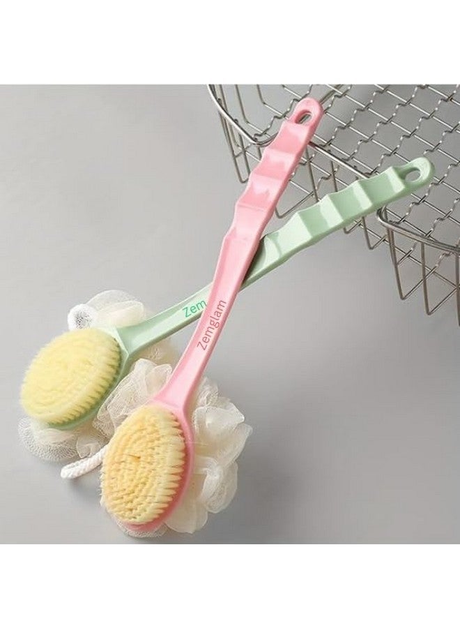Zemglam Back Brush with Long Handle, Soft and Firm Double Sided, Exfoliating Bath Body Scrub Brush. - Image 3