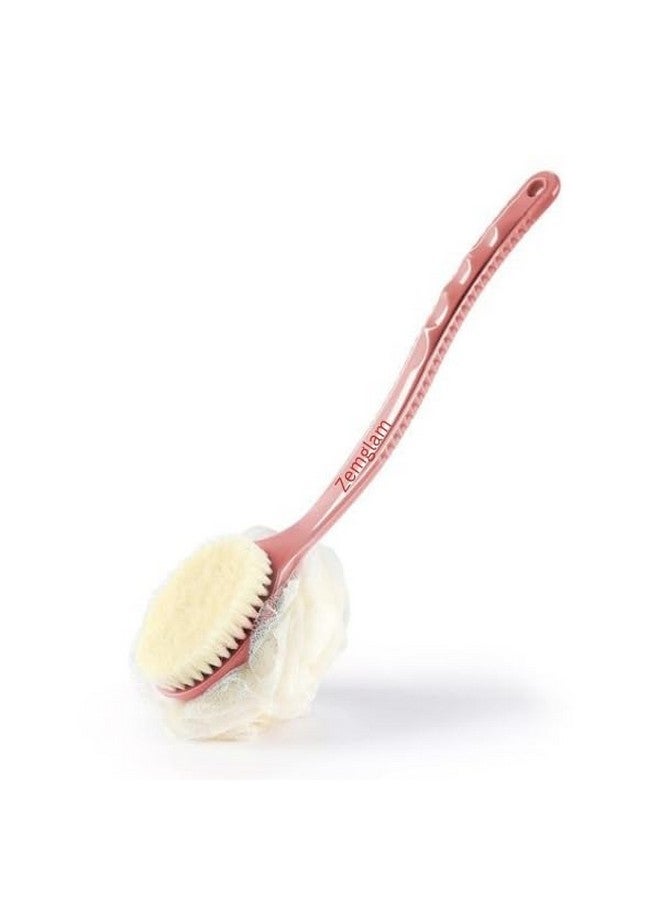Zemglam Back Brush with Long Handle, Soft and Firm Double Sided, Exfoliating Bath Body Scrub Brush. - Image 1