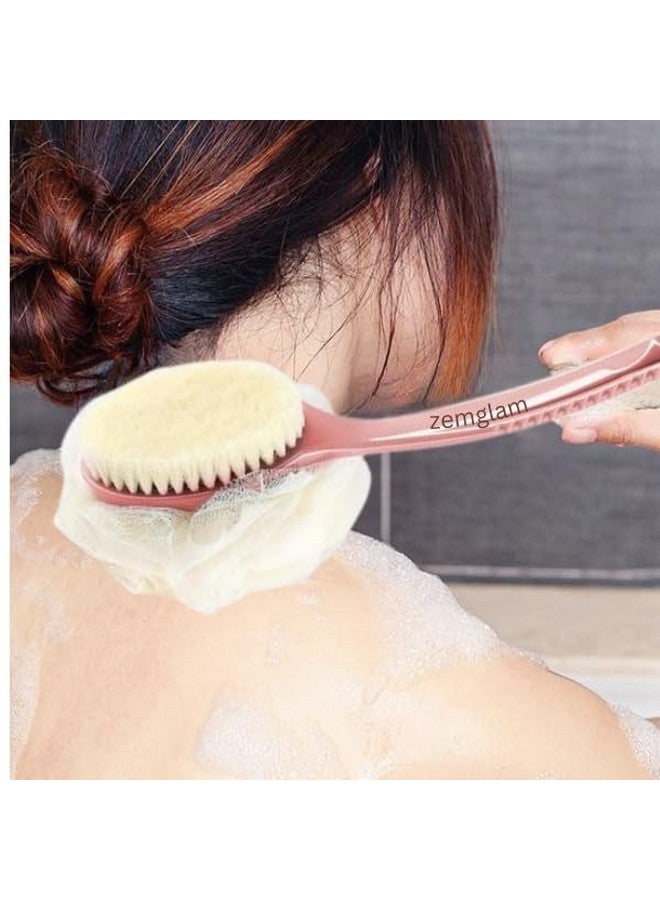 Zemglam Back Brush with Long Handle, Soft and Firm Double Sided, Exfoliating Bath Body Scrub Brush. - Image 4