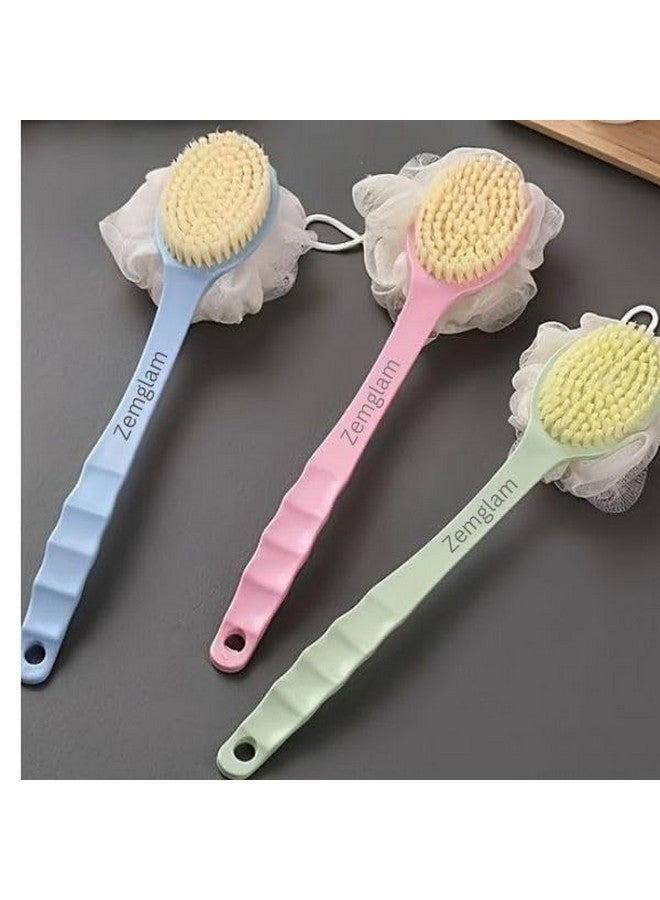 Zemglam Back Brush with Long Handle, Soft and Firm Double Sided, Exfoliating Bath Body Scrub Brush. - Image 2