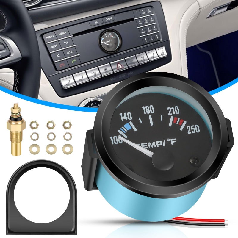 Linkstyle 12V Water Temperature Gauge 52mm Electrical Water Coolant Temp Gauge Meter with Sensor for Car RV Truck Boat Marine