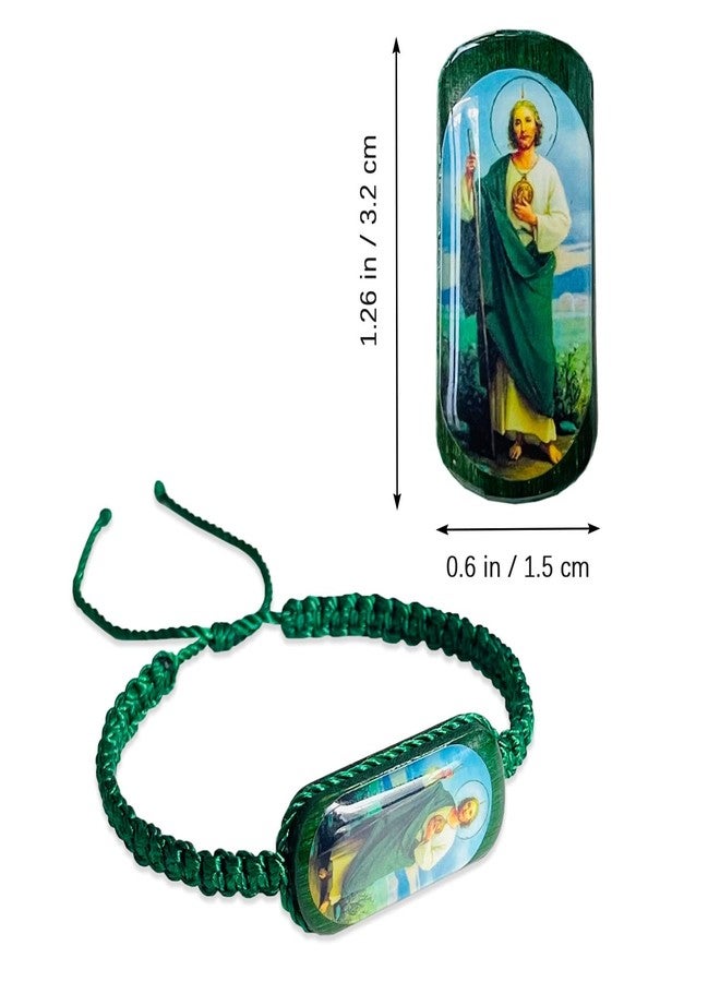 سوار سان جوداس، سوار سانت جود أخضر قابل للتعديل للرجال والنساء، أساور مكسيكية Pulsera De San Judas Tadeo، سلسلة سانت جود ميدالية دي سان جوداس تاديو ريجالوس كريستيانوس بارا هومبر ذ موجر - Image 2