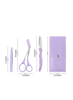 SYOSI Eyebrow Trimmer Scissors with Comb Stainless Steel Eyebrow Razor Eyelash Hair Scissors Beginner Eyebrow Trimmer Set Make Up Tool (Purple)  - Image 3