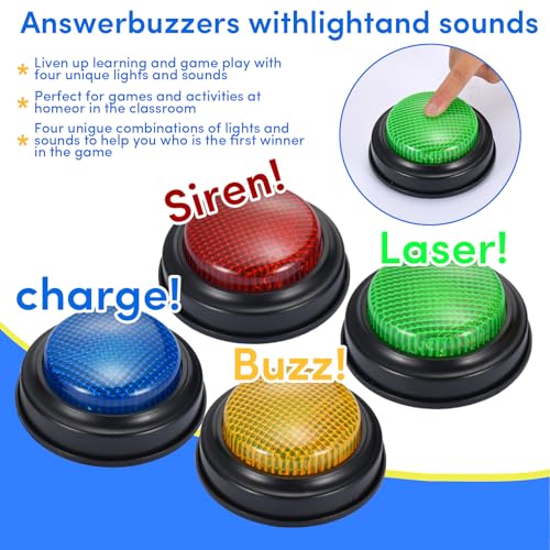 ANABIUP 8 Pack Buzzers for Trivia GamesClassroom Must Haves Answer Buzzers Family Feud Buzzer with Lights and Sound for Quizzes Party Game Show Buzzer Buttons for Kids Adults and Teacher Supplies - Image 5
