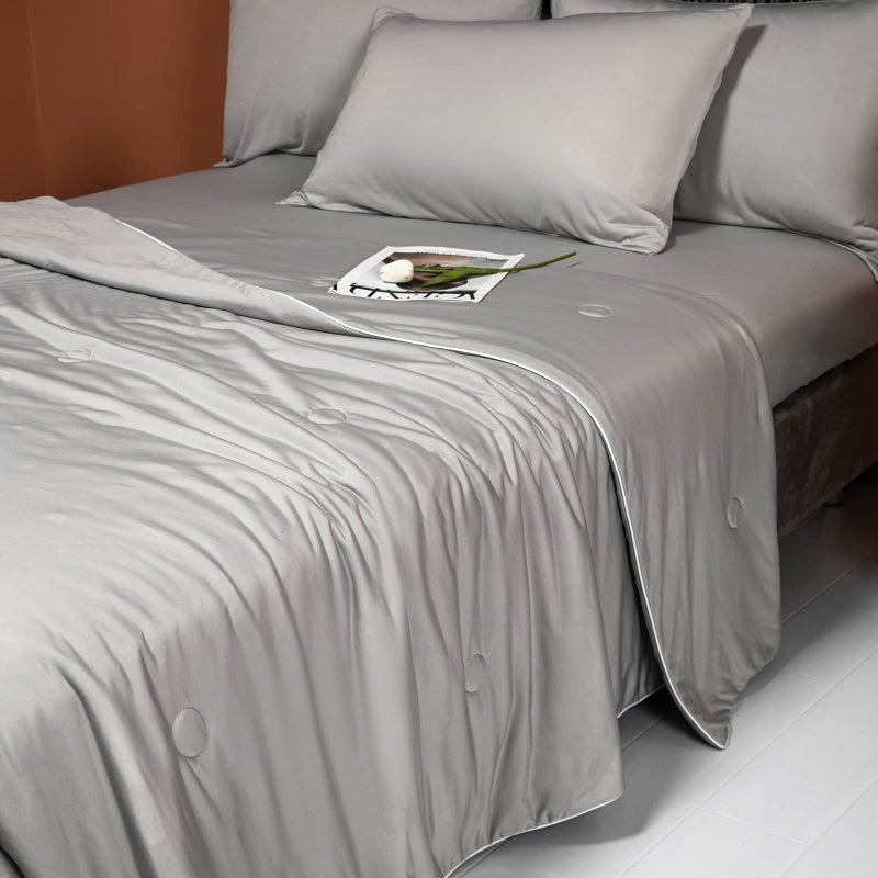 LLanCL Cooling Blankets for Hot Sleepers - Cool Like Ice Cream Blanket for Summer, Lightweight Double-Sided Cooling Comforter Quilt (Queen Size 79" x 91" Grey) - Image 2
