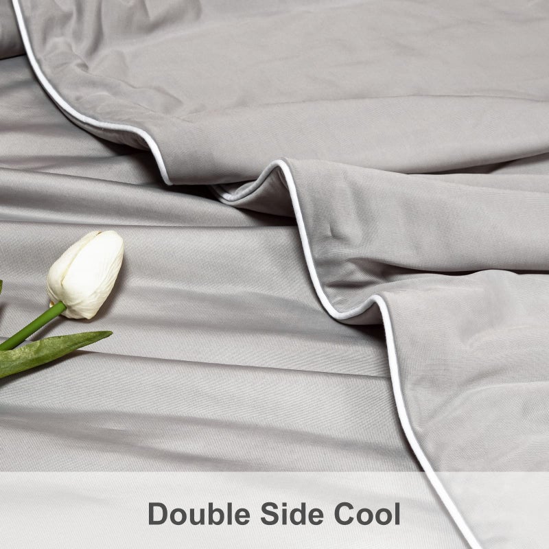 LLanCL Cooling Blankets for Hot Sleepers - Cool Like Ice Cream Blanket for Summer, Lightweight Double-Sided Cooling Comforter Quilt (Queen Size 79" x 91" Grey) - Image 4