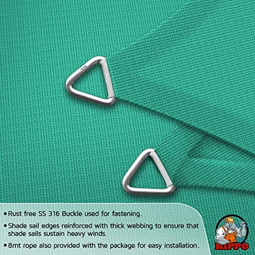 HIPPO Triangle Shade Sail Affordable & Premium 150 GSM Sun Shade UV Block for Outdoor Car Parking Garden (Green, 16FTX16FTX16FT) - Image 3