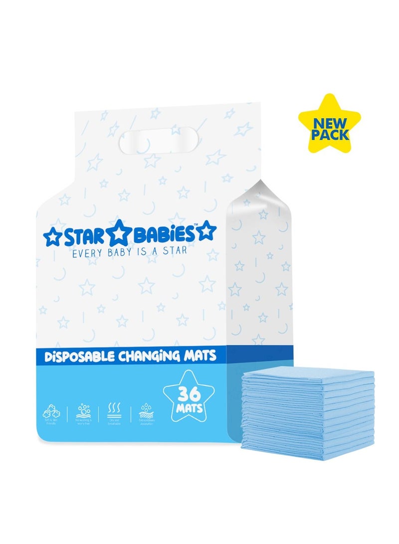 Star Babies Disposable Changing Mat Pack of 36 - BLUE , New - Image 1