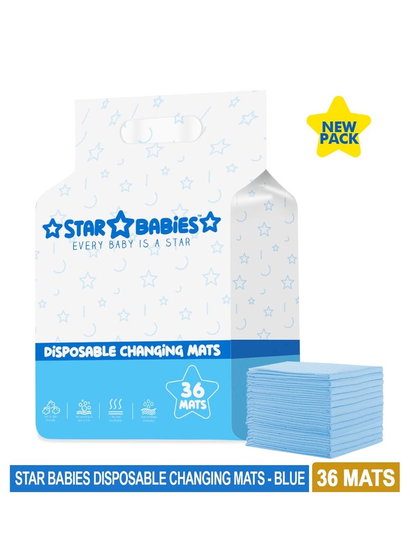 Star Babies Disposable Changing Mat Pack of 36 - BLUE , New - Image 2
