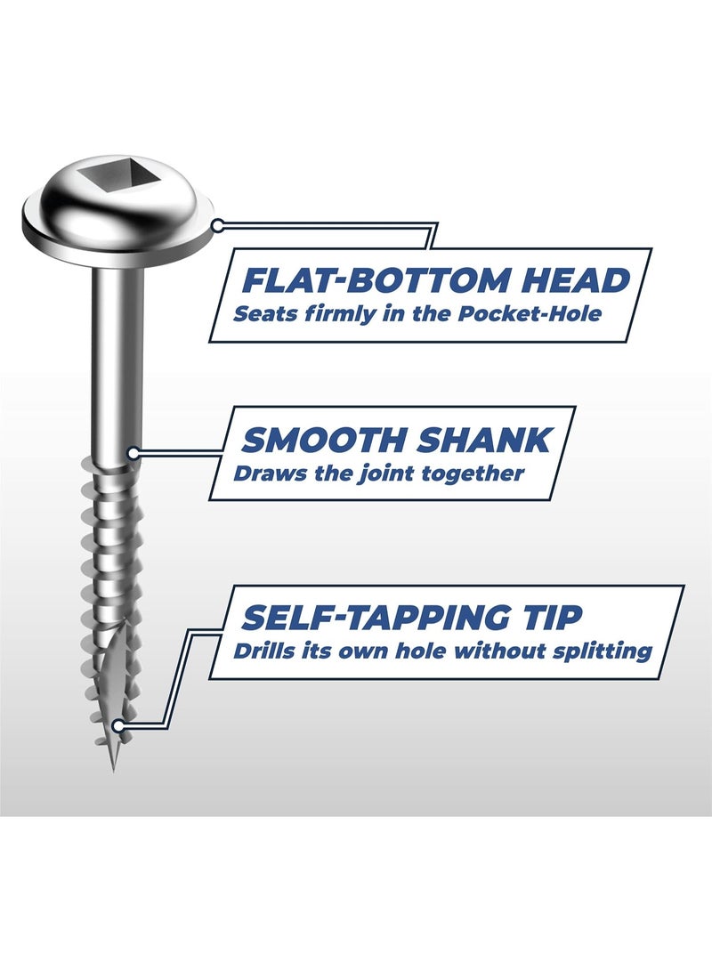Kreg Kreg SML-F125-500 Zinc Pocket Screws, 1 1/4 Inch, 7 Fine Thread, Maxi-Loc Head (500 Count)  - Image 2