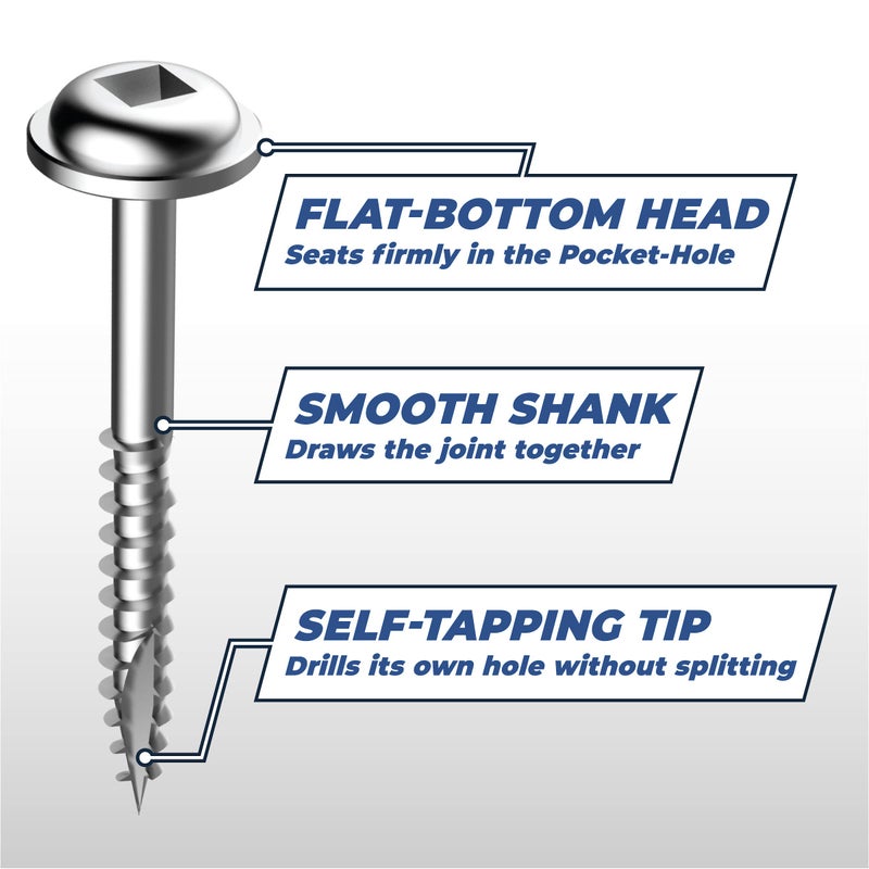 Kreg SML-F125-500 Zinc Pocket Screws, 1 1/4 Inch, 7 Fine Thread, Maxi-Loc Head (500 Count) - Image 4
