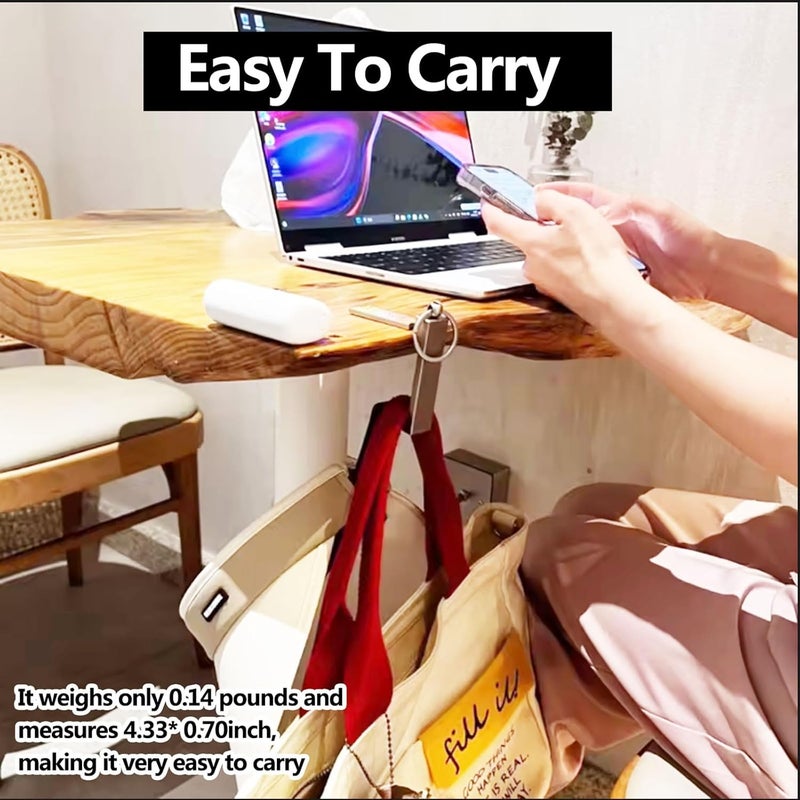 KISOY 2-in-1 Table Bag Hook & Phone Stand, Foldable Portable Purse Hanger for Computer Bag Storage (Black) - Image 5