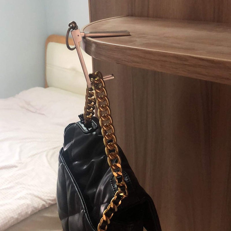 KISOY 2-in-1 Table Bag Hook & Phone Stand, Foldable Portable Purse Hanger for Computer Bag Storage (Black) - Image 2