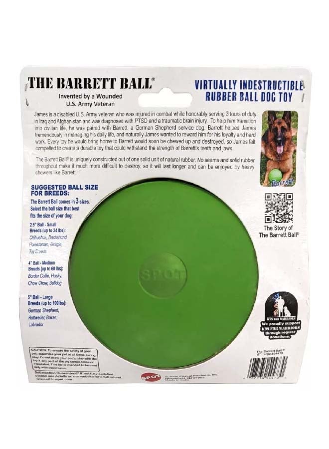 spot The Barrett Ball Virtually Indestructible Rubber Ball Dog Toy Green 5 Inch 8035216 - Image 2