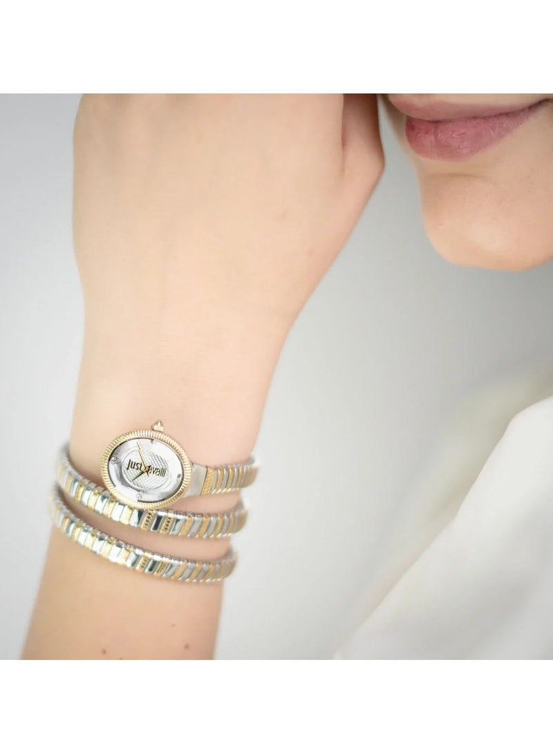Just Cavalli Women Serpent Design White Dial Two Tone Watch - JC1L269M0055 - Image 4