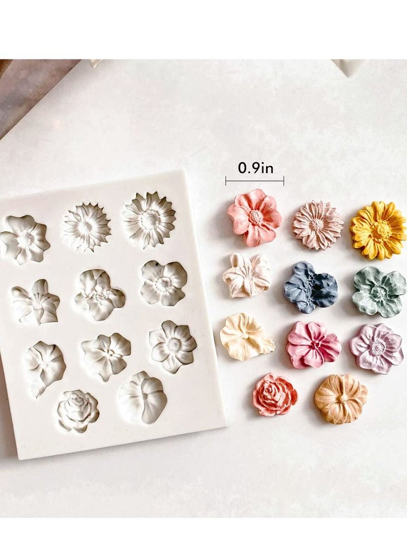 SYOSI Flower Clay Molds, Daisy Rose Sunflower Polymer Clay Molds, Polymer Clay Molds for Jewelry Making, Different Size Flowers Silicone Molds for Clay Jewelry Earring Making  - Image 3