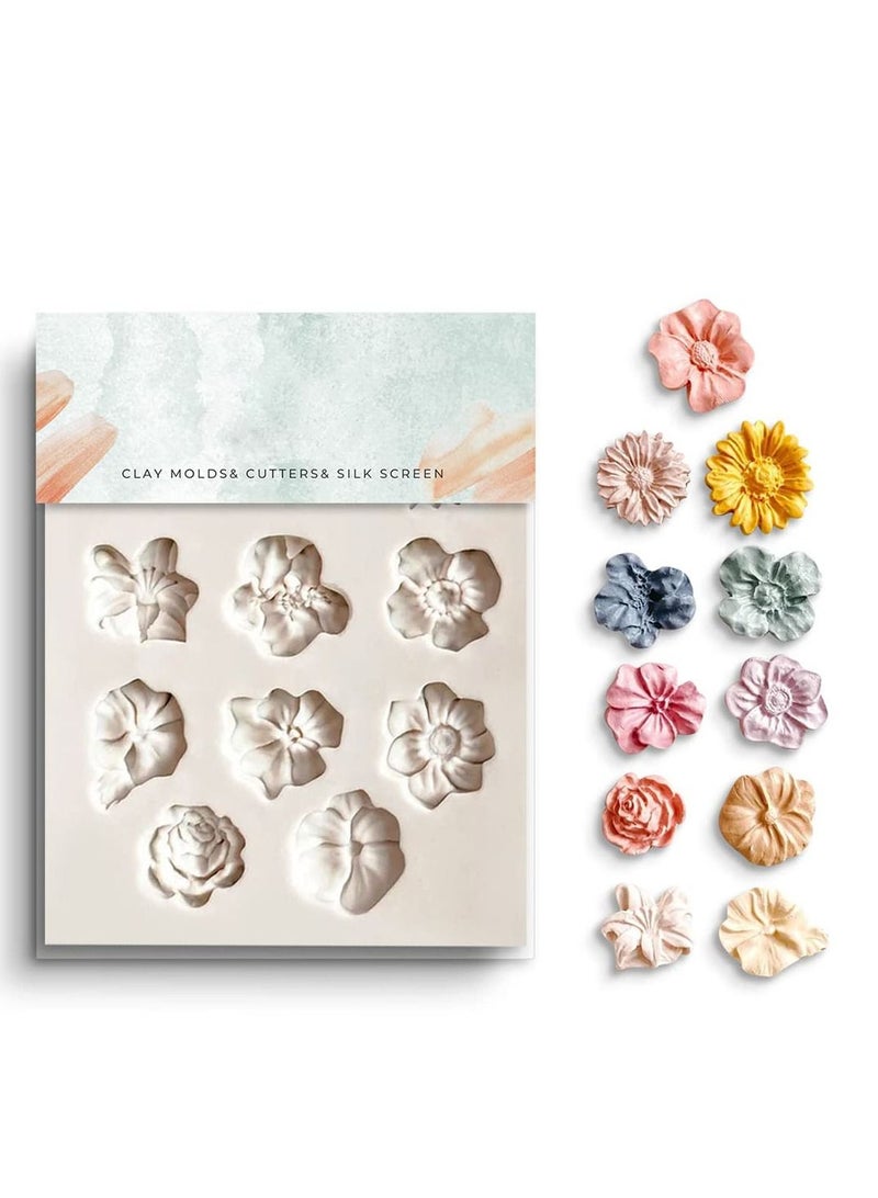 SYOSI Flower Clay Molds, Daisy Rose Sunflower Polymer Clay Molds, Polymer Clay Molds for Jewelry Making, Different Size Flowers Silicone Molds for Clay Jewelry Earring Making  - Image 1