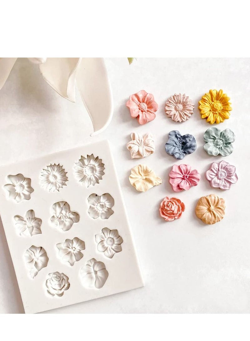 SYOSI Flower Clay Molds, Daisy Rose Sunflower Polymer Clay Molds, Polymer Clay Molds for Jewelry Making, Different Size Flowers Silicone Molds for Clay Jewelry Earring Making  - Image 2