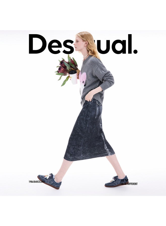 DESIGUAL fall/winter 2025 New Collection Knitted Denim-print Stretch Skirt - Image 2
