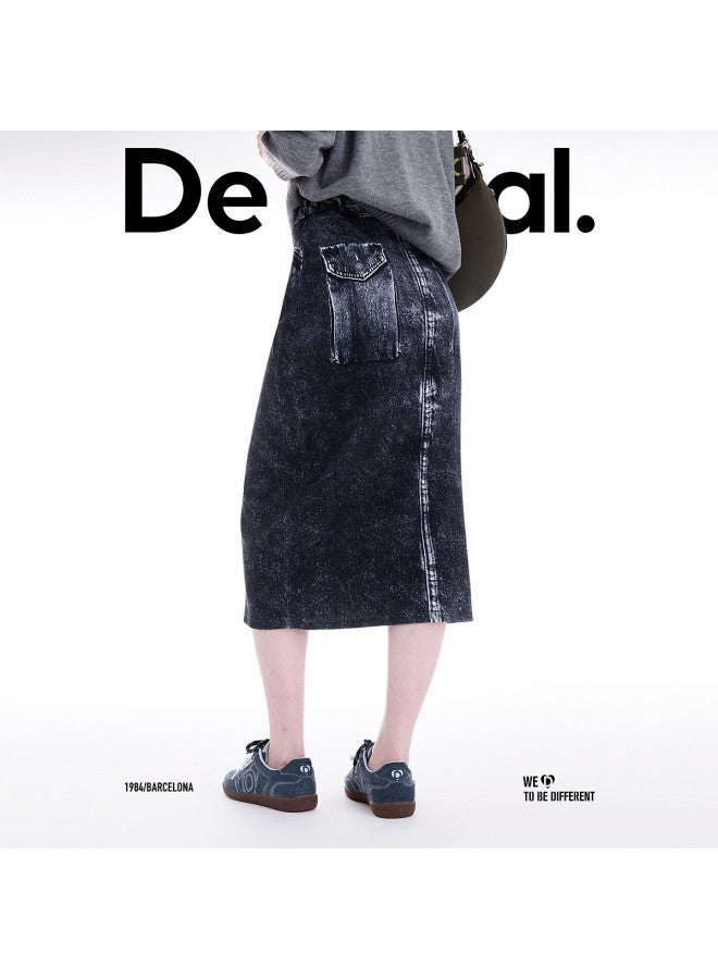 DESIGUAL fall/winter 2025 New Collection Knitted Denim-print Stretch Skirt - Image 5