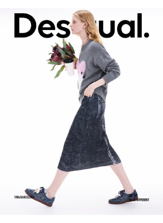 DESIGUAL fall/winter 2025 New Collection Knitted Denim-print Stretch Skirt - Image 1