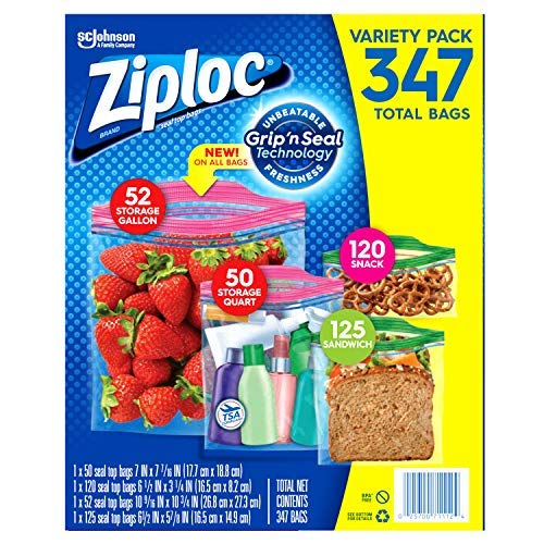 Ziploc أكياس زيبلوك 52 جالون، 50 كوارت، 120 سناك، 125 ساندويتش (347 عدد) - Image 5