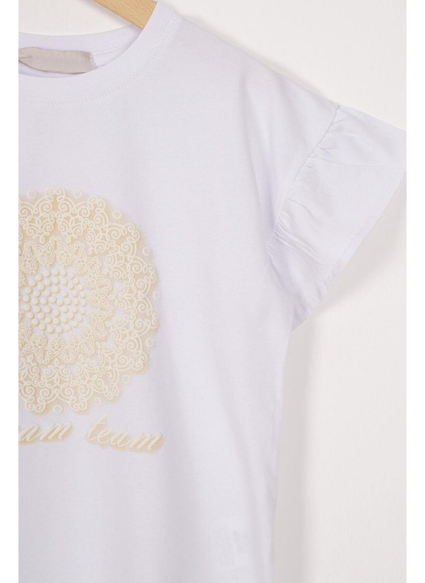 Frilled Sleeves Text Printed White Color Girls T-shirt - pzsku/Z39AED973A90AA9251E74Z/45/_/1733933888/9dfd9e8f-7a18-4194-b8ee-24cdfbe113a3