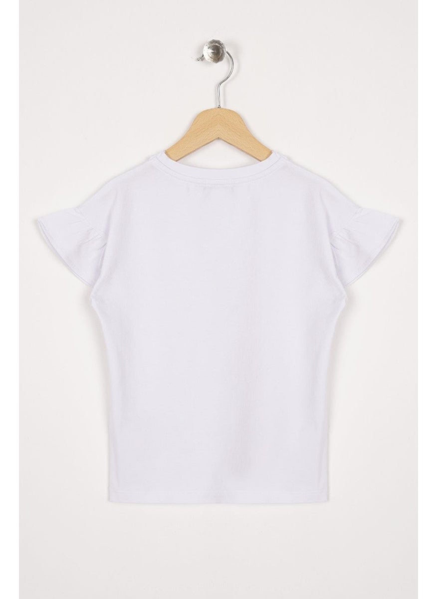 Frilled Sleeves Text Printed White Color Girls T-shirt - pzsku/Z39AED973A90AA9251E74Z/45/_/1733933892/12a2f60f-8a90-47d3-93f1-78fa26b6c5a5