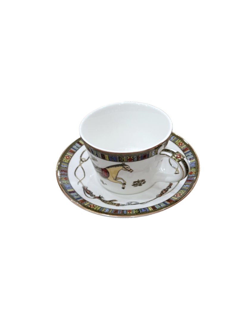 Liying Bone China with horse design Tea Cup 150ml with Saucer Premium-Quality, Light-Weight and Elegant and Durable Perfect for Serving Tea, Coffee Green for Tea Party#15 - Image 2