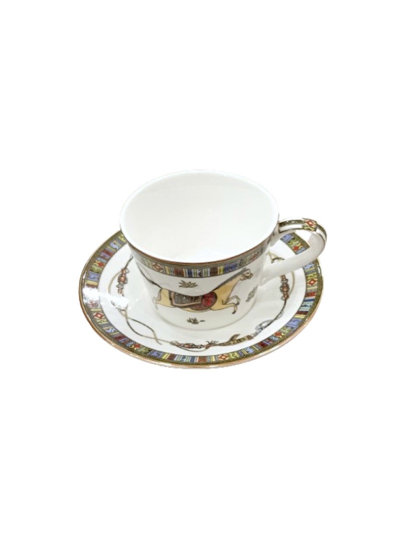 Liying Bone China with horse design Tea Cup 150ml with Saucer Premium-Quality, Light-Weight and Elegant and Durable Perfect for Serving Tea, Coffee Green for Tea Party#15 - Image 3