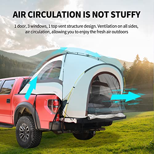 Tecoom Pickup Truck Tent Waterproof PU3000mm Double Layer for 5.5-5.8ft Truck Bed Portable 2 Person Compact Full Size Truck Bed Tent for Back of Truck Camping Beach Tent with Rain Fly - Image 2