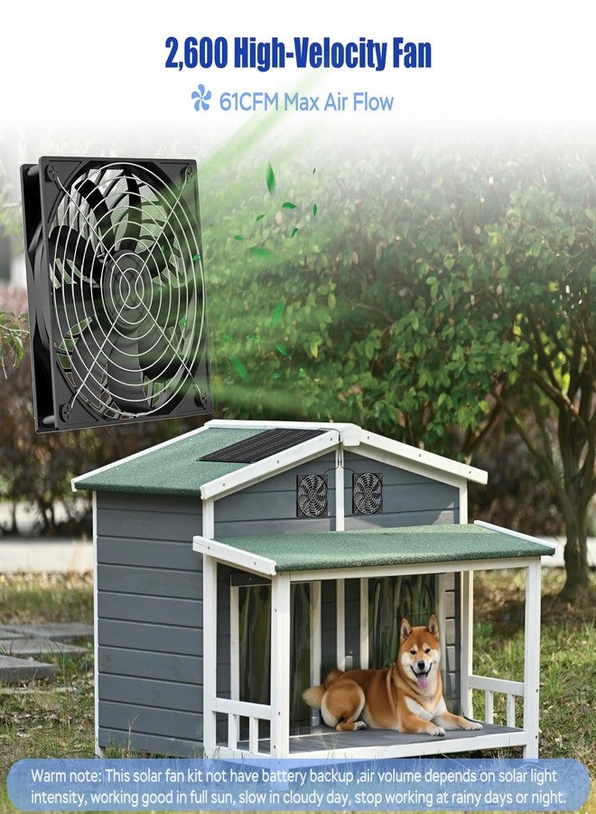 MARBERO 4.7 Inch Solar Powered Fan Kit, 15W Solar Panel with 2 Waterproof Fans, Intake or Exhaust Air Fan wtih 13 Ft Cable for Outside Chicken Coops, Greenhouses, Dog Houses, Pet Houses - Image 2