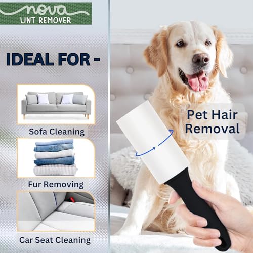 NOVA LINT REMOVER Lint Roller For Clothes Pet Hair Fur Remover From Clothes Lint Remover For Clothes Lint Remover Roller With Cover| 3 Refill (10 Cm) X 60 Sheets = 180 Sheets | - Image 2