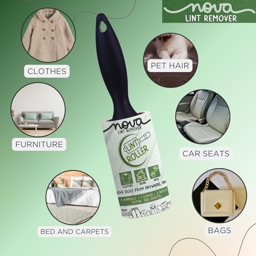 NOVA LINT REMOVER Lint Roller For Clothes Pet Hair Fur Remover From Clothes Lint Remover For Clothes Lint Remover Roller With Cover| 3 Refill (10 Cm) X 60 Sheets = 180 Sheets | - Image 3
