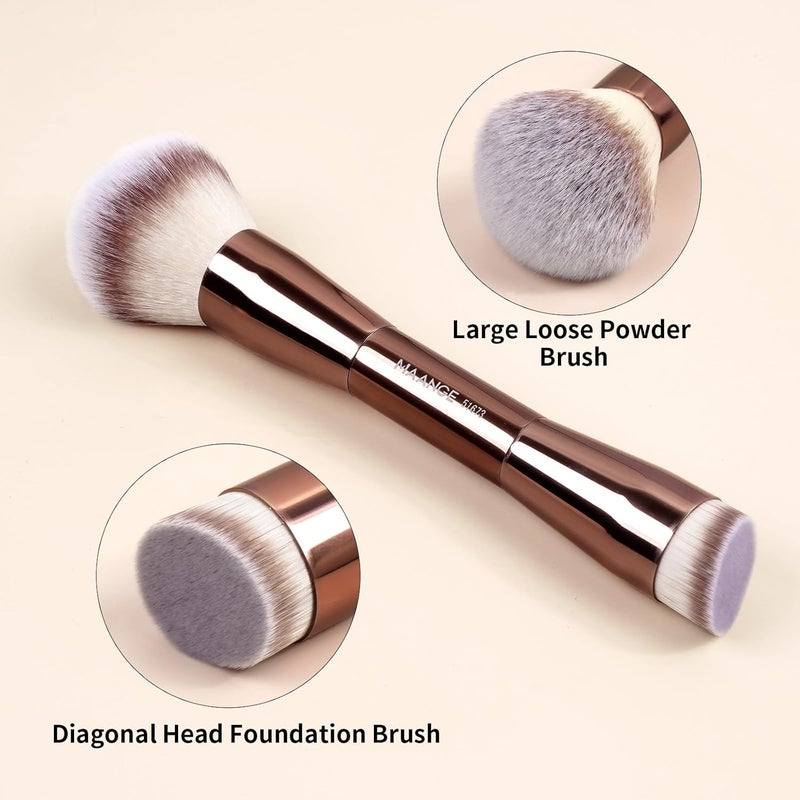 MAANGE Foundation Makeup Brushes Set 2Pcs Double Ended Makeup Brush for Blending Liquid Powder Concealer Cream Blush Buffe (Coffee Brown) - Image 3