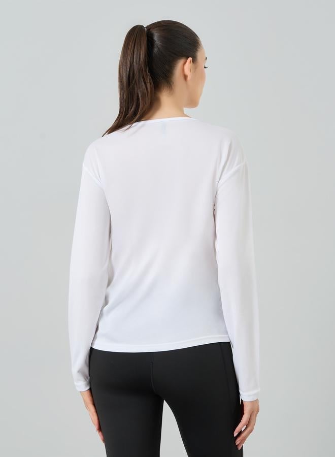 Styli Active White Long Sleeve Textured Top - Image 4