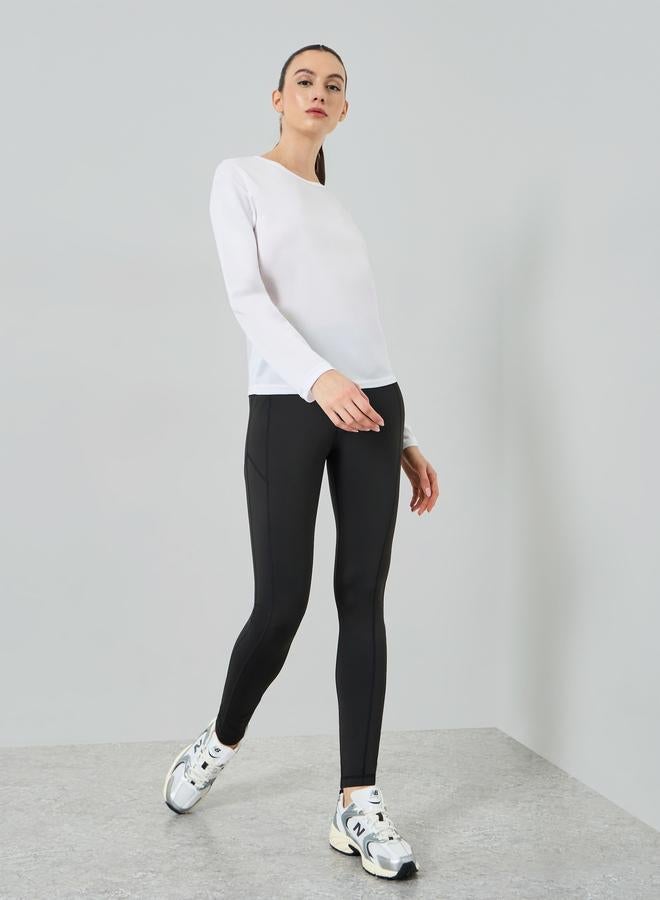 Styli Active White Long Sleeve Textured Top - Image 2