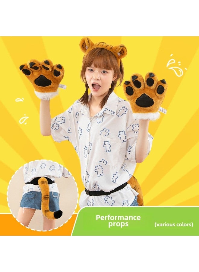 Simulation Tiger Tail Plush Doll Little Lion Dinosaur Giraffe Belt Toy Children's Gift Show Props-Specifications:25cm-Color:White Tiger Tail  - Image 2