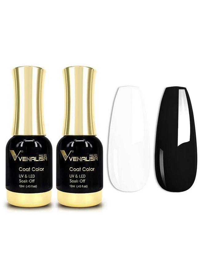 V VENALISA - Venalisa 2Pcs Black White Gel Nail Polish Kit Nail Gel Polish Set Soak Off Uv Led Nail Art Starter Manicure Salon Diy At Home - Image 1