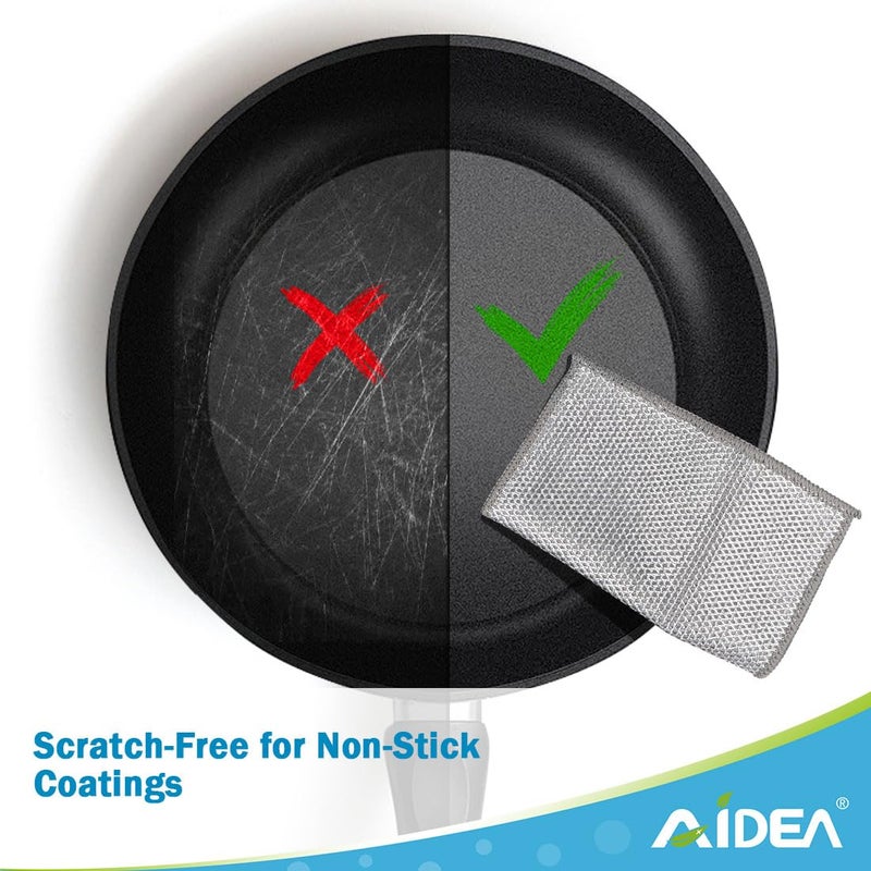 AIDEA Non Scratch Wire Dishcloth 12PK, Wire Dishwashing Rag for Wet and Dry, Washable Dish Rags No Odor, Cleaning Pads Steel Scrubber for Cookware, Sinks, Dishes, Stove Tops, 7"Ã—8" - Image 3