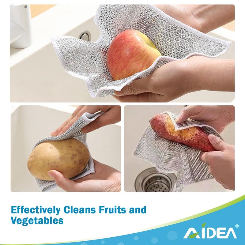 AIDEA Non Scratch Wire Dishcloth 12PK, Wire Dishwashing Rag for Wet and Dry, Washable Dish Rags No Odor, Cleaning Pads Steel Scrubber for Cookware, Sinks, Dishes, Stove Tops, 7"Ã—8" - Image 5