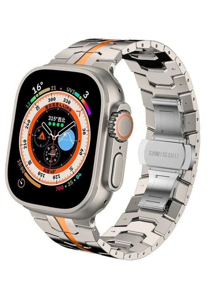 O Ozone Titanium Metal Watch Band For Apple Watch Series 10 | Ultra 2 | 8 Ultra | 9 | 8 | 7 | 6 , 49/46/45/44/42mm Staniless Metal Wristband
