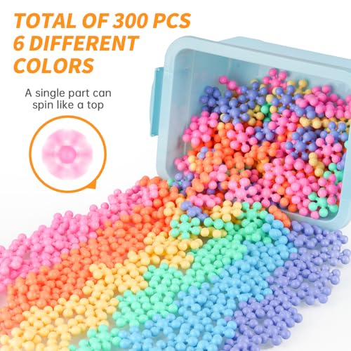 NiToy 300PCS Interlocking Snowflake Building Block Toy for Kids Ages 3 MultiColor Solid Plastic Early Learning Creativity Educational STEM Toy with Carrying Case Safe Material Macaron Colors - Image 5