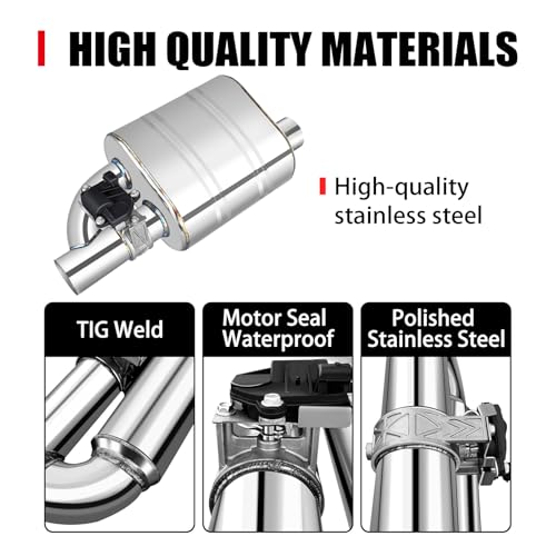 peastorm 2 Inch Valved Muffler Electric Exhaust Cutout with Muffler Cat Back Exhaust System Kit (2pcs) - Image 5