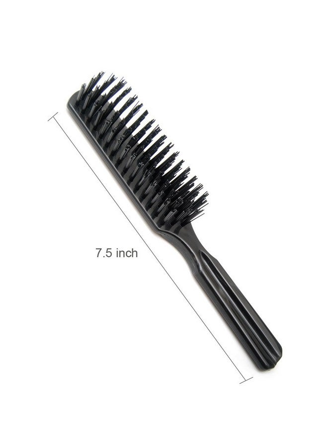 LUXXII (Pack 2) 7.5" Pocket Plastic Handle Nylon Bristles Brushes Hair Comb Designed for All Hair Types (Black) - Image 2