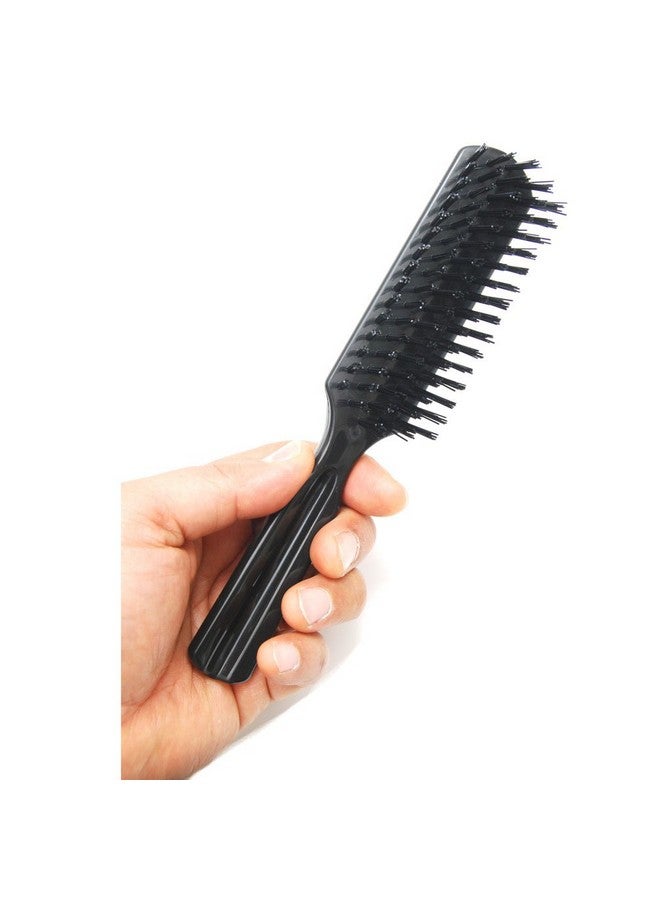 LUXXII (Pack 2) 7.5" Pocket Plastic Handle Nylon Bristles Brushes Hair Comb Designed for All Hair Types (Black) - Image 5