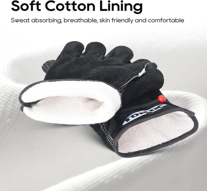 TOPDC Leather Work Gloves for Men or Women, Cowhide Leather Gloves for Gardening, Tig/Mig Welding, Chainsaw, Farm, Ranch, Reinforced Palm, Adjustable Cuff, Cotton Lining, Firm Grip & Durable, XL - Image 3