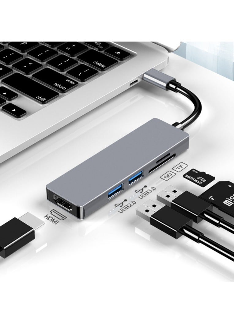 AROAQ Type C To Hd Multimedia Interface Adapter, Portable Multiport Usb C Hub, Durable Fast Transfer 5-in-1 Type C Adapter, Hd Display Hdmi Cable Docking Station, (Five-in-one HDMI4k+USB3.0+USB2.0+SD/TF) - Image 1