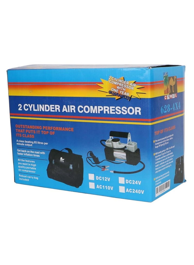 ضاغط هواء 12 فولت مع أسطوانتين، مضخة إطارات عالية الأداء 85 لتر/دقيقة، مضخة إطارات للسيارة، SUV، المركبات على الطرق الوعرة، مضخة هواء محمولة، نظام هواء مضغوط شديد التحمل للنفخ السريع. - Image 1